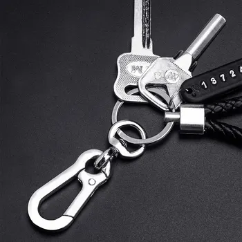 Trendy DIY Mobile Phone Number Plate Pendant Keychain for Men Punk Simple Woven Leather Rope Anti-lost Car Key Chain Accessories 4
