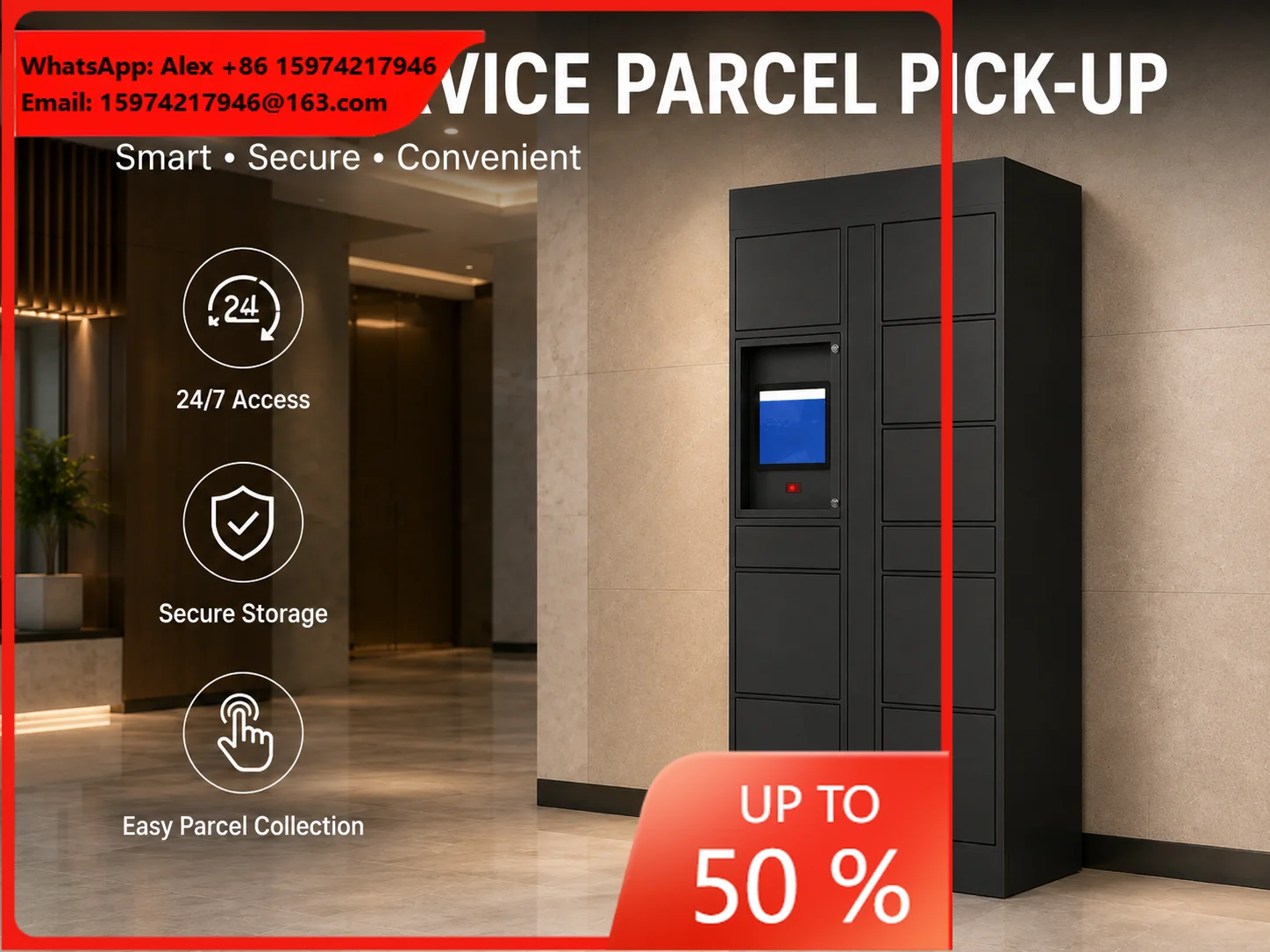 Smart Parcel Locker For Apartment & Office Lobby, 2026 Black Modular Delivery Box For 24/7 Self-Service Pickup - Ships In 7 Days