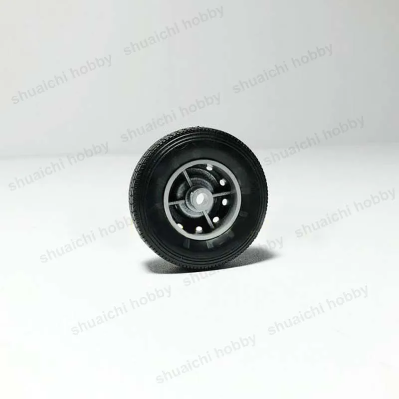 5PCS Simulation Front Tire Diameter 44mm Aperture 4mm Single Wheel Spare Tires Silver/Black Wheel Hub Cover for 1/24 Truck Model