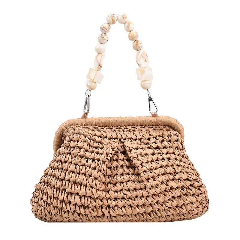 Straw Dumpling Clutch Bag Woven Straw Tote Straw Clutch Purse For Women Summer Beach Bag Wicker Clutch, Straw Purses