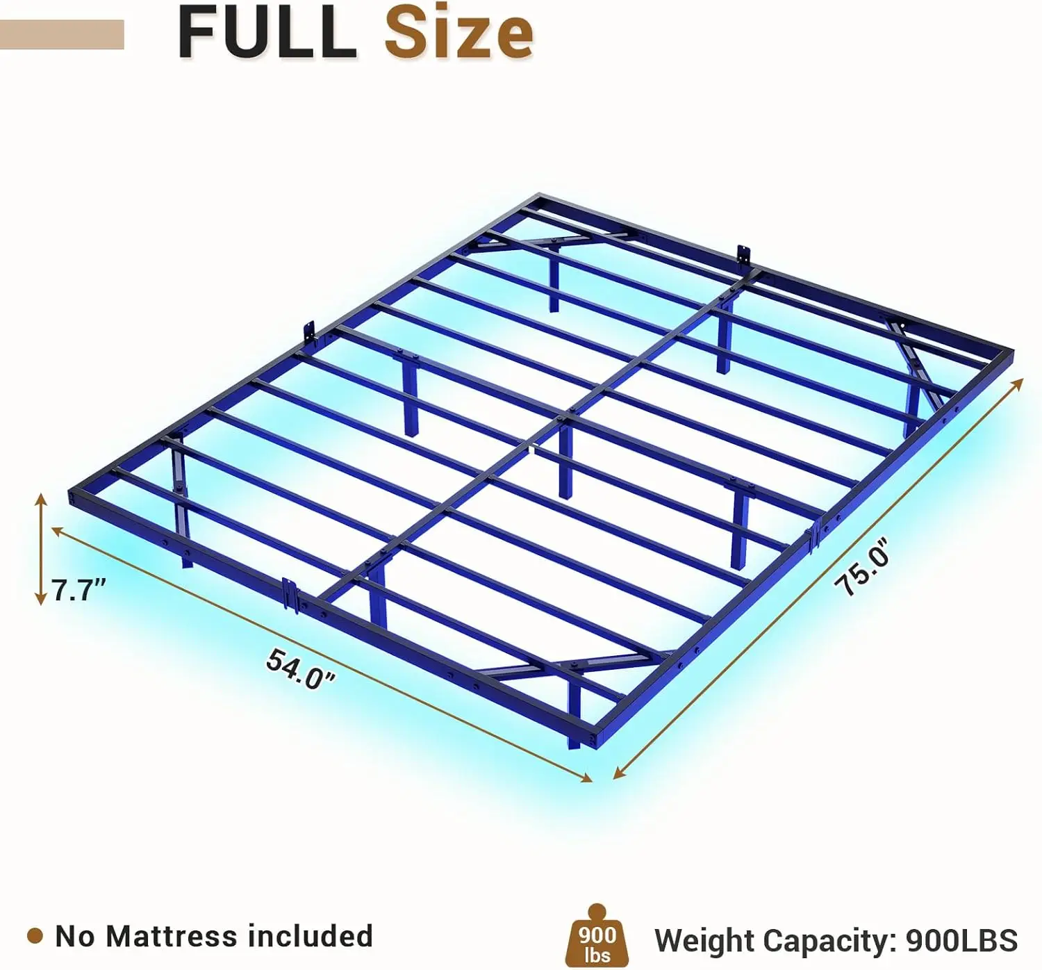 Floating Bed Frame Full Size with LED Lights, Metal Platform Full Bed, No Box Spring Needed, Easy to Assemble (Full)