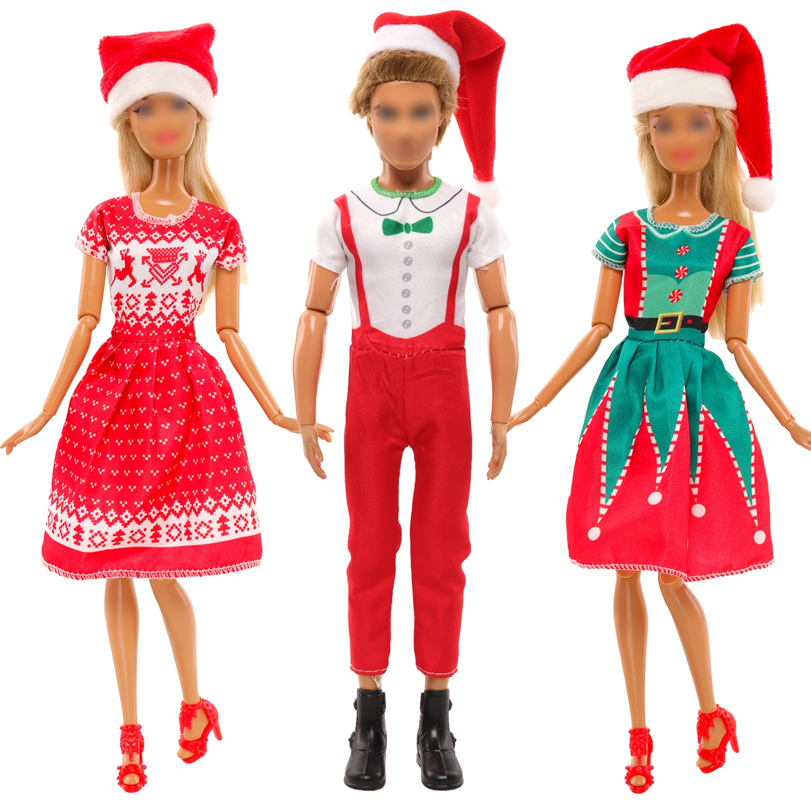 

Barwa 30cm Girl Boy Couple 11.5'' Doll Christmas Set Pieces= 2 Christmas Clothes For Girls Doll+1 Top Pants For Boys Doll