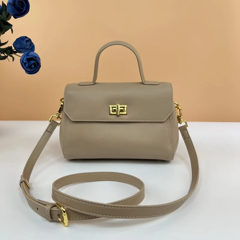 

Fashionable Boston Handbags With Silk Scarf Genuine Leather Women Shoulder Messenger Bags Luxury Designer Ladies Crossbody Bags