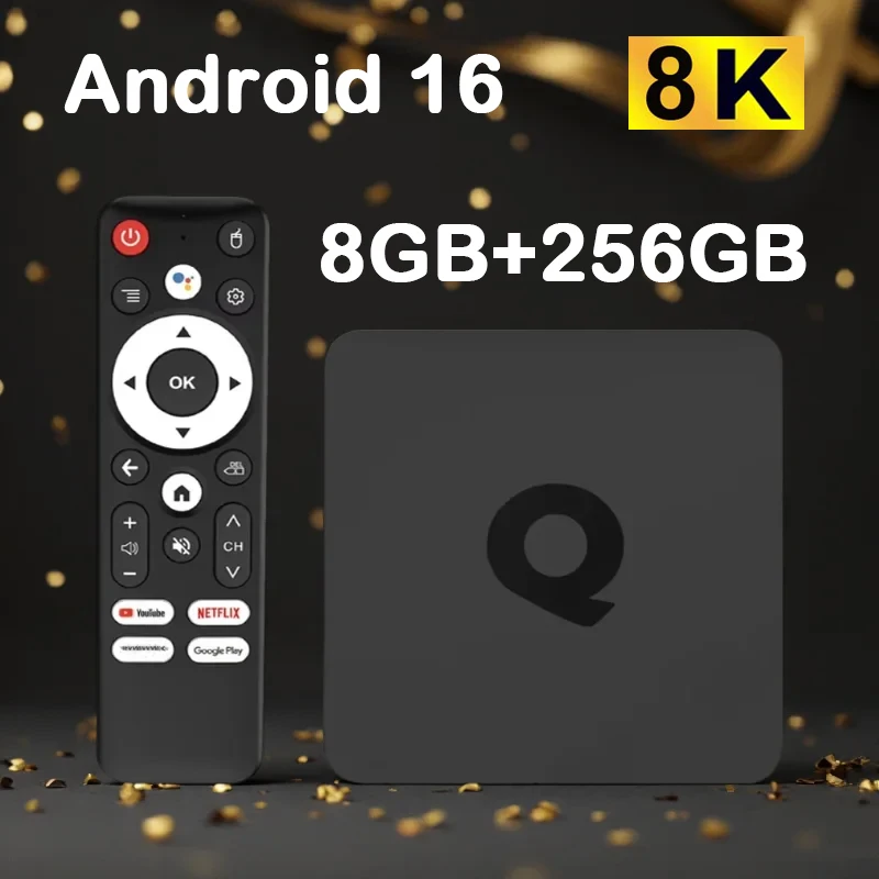 

ТВ-приставка Android Q1 на Android 16, H313, 5G Dual Wifi, BT5.4, 32G/64G/128G/256G, 8K видео, HDR10+, Google Voice Assistant, медиаплеер