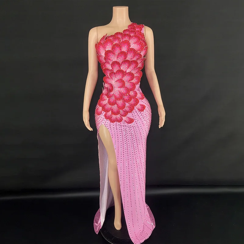 

New Arrival Nightclub Bar Pink Dress Singer Model Catwalk Banquet Party Performance Costume