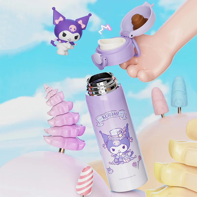 Bottiglia d\'acqua in acciaio inossidabile bere direttamente tazza termica isolata sottovuoto donna Thermos portatile studente bambini Sanrio Kuromi