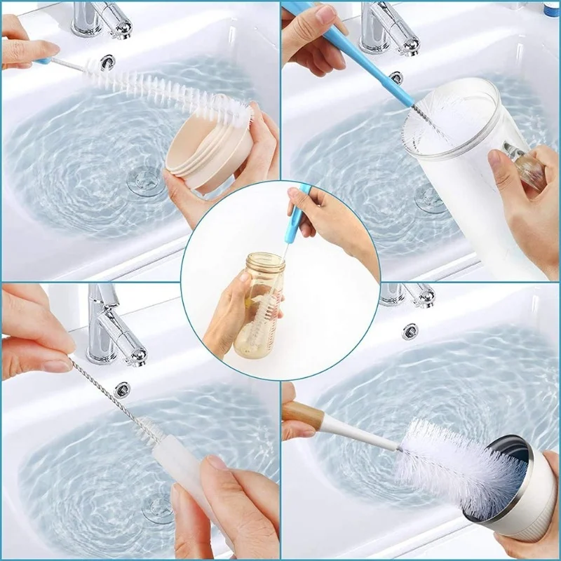 7 قطعة/المجموعة فرشاة الإسفنج دوران الطفل هوة كوب الحلمة تنظيف فرش مجموعة يده الطفل زجاجة تستخدم في الرضاعة أدوات تنظيف