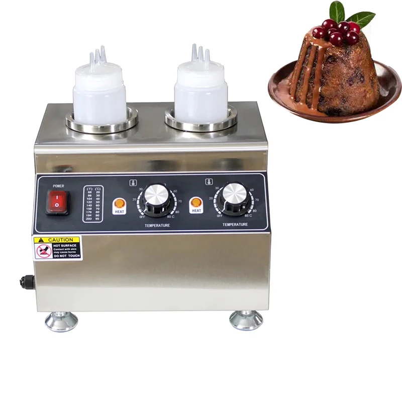 

Commercial electric 2 bottles Sauce Bottle Warmer Hot Cheese Chocolate Soy Sauce Heater Stainless Steel Topping Dispenser