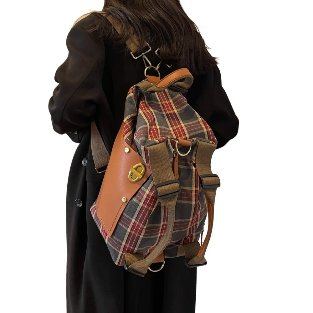 

Backpack Men's and Women's Plaid Multifunctional Backpack Single Shoulder Portable Satchel