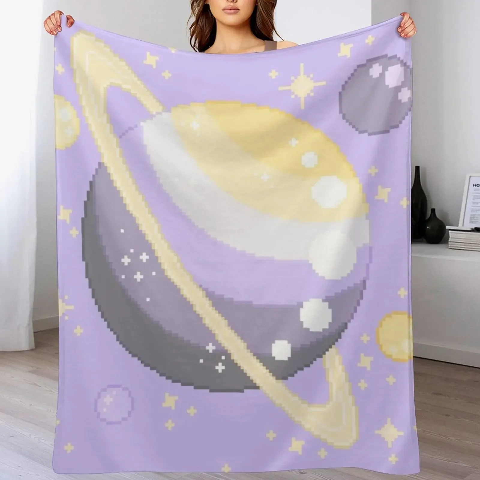 

Nonbinary Pride Pixel Planet Throw Blanket anime Furrys Retros decorative Blankets