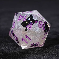 1-7Pcs DND Cute Purple Black Cat Solid Resin Black Kitten Dice Set Multi-sided Polyhedral Dice for D&D COC Role RPG Table Game