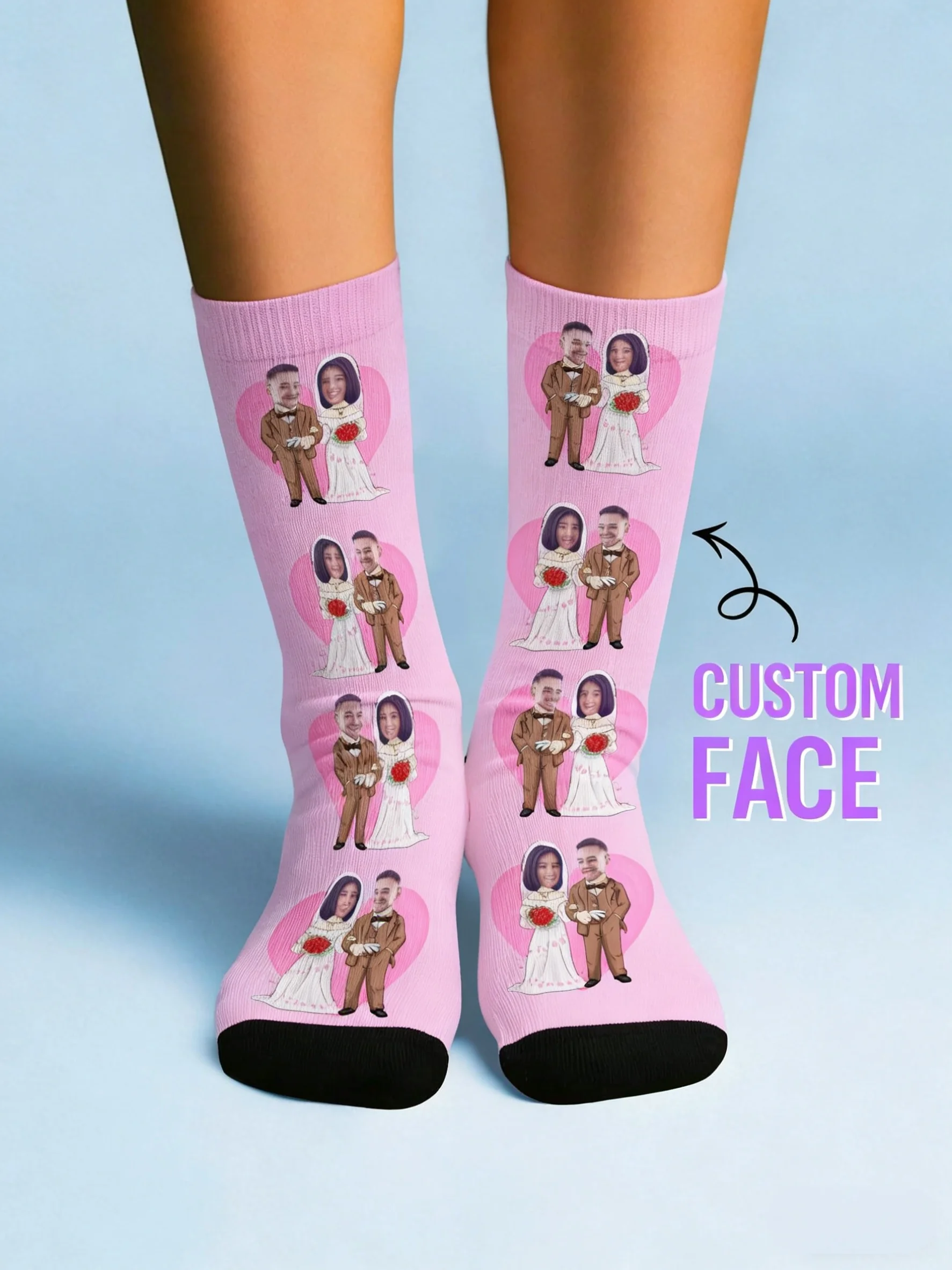 1 Pair Custom Wedding Socks Personalized Photo Couple Socks Bride Groom Marriage Gift Anniversary Valentine