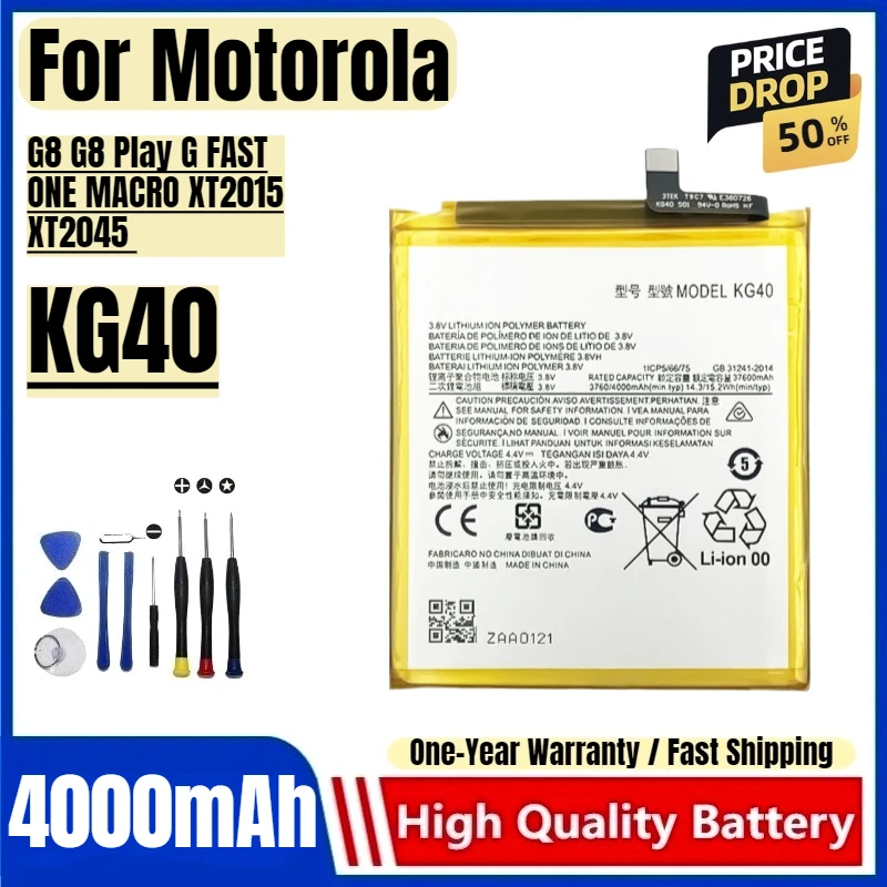 KG40 for Motorola G8 G8 Play G FAST ONE MACRO XT2015 XT2045 Phone Battery High Capacity Battery Replacement Bateria with Tools