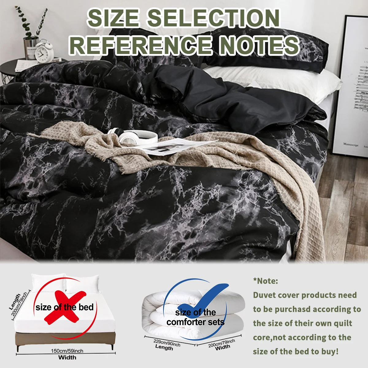 3-częściowy zestaw poszewek na kołdrę z nadrukiem marmuru, miękki, przyjazny dla skóry zestaw pościeli zawiera 1 poszewkę na kołdrę i 2 poszewki na poduszki