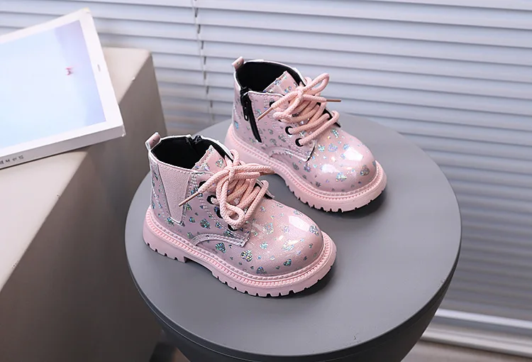 Bling Stars Allover-Print Kinder-Stiefeletten für Mädchen Weiche Sohle Herbst Prinzessinnen-Schuhe Glänzende Kinder-Kurzstiefel – Detail 10