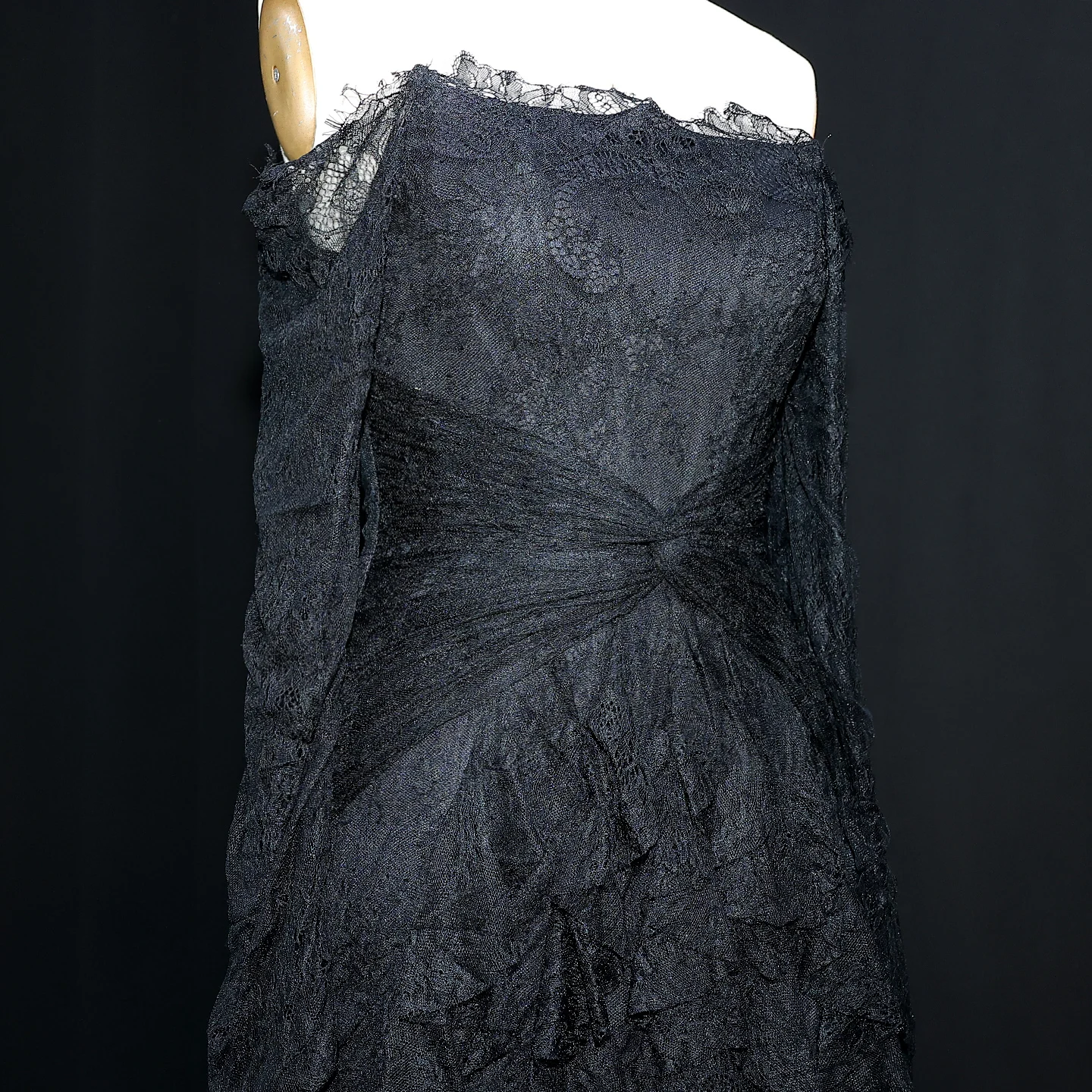 Sharon Said Black Lace Off Shoulder Evening Dress with Long Sleeves Mermaid for Woman Wedding Arabic Prom Gown SF519 Customized image 4