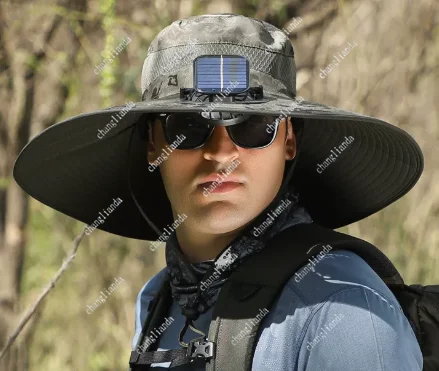 Solar Fan-Dual Fan Solar Fan-Dual Fan Solar Powered Sun Hat, Rechargeable Fisherman Hat With Fan, Summer Travel Sun Hat view 4