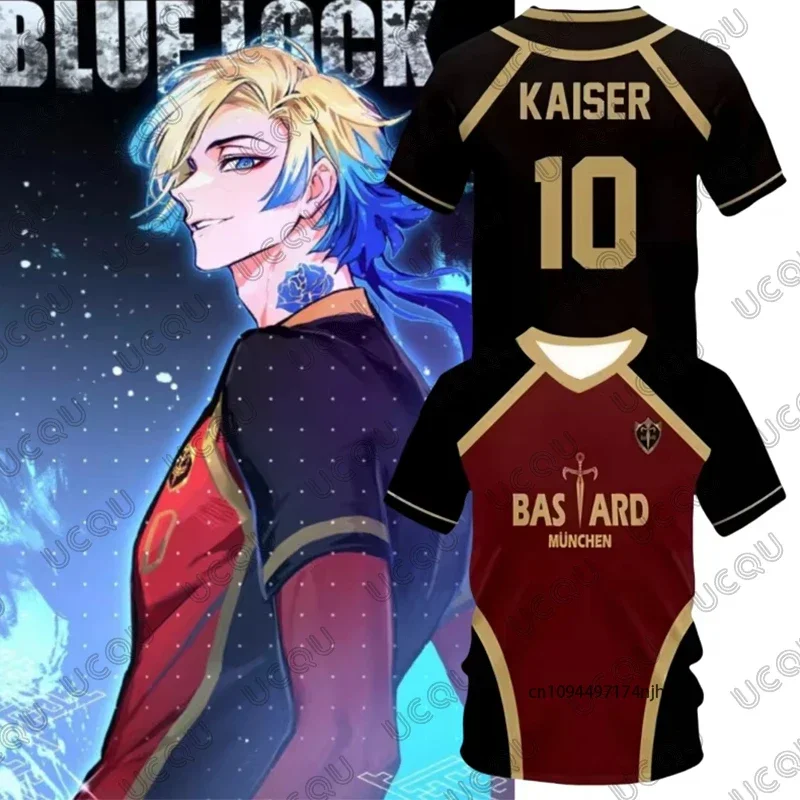 

Summer Anime Blue Lock Michael Kaiser Cosplay Bastard Munchen Football Men's T-shirt 3D Print Short Sleeve Tees Casual Kids Tops