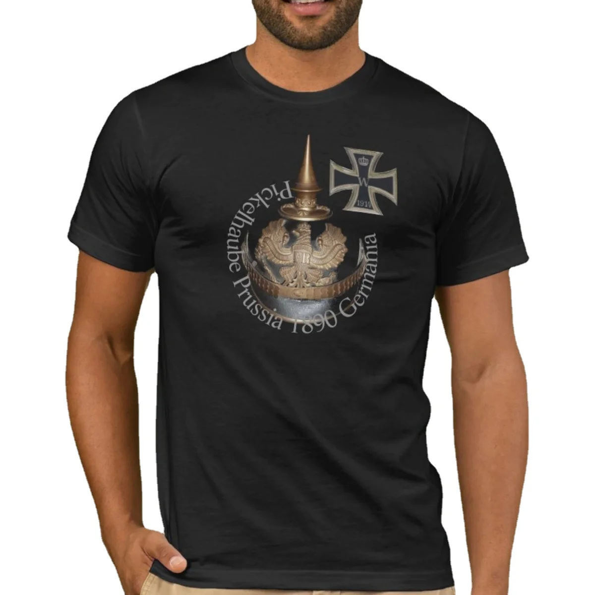 Prussian German Eagle Helmet 1914 Iron Cross Printed Mens Gift T-Shirt. Summer Cotton Short Sleeve O-Neck T Shirt New S-3XL