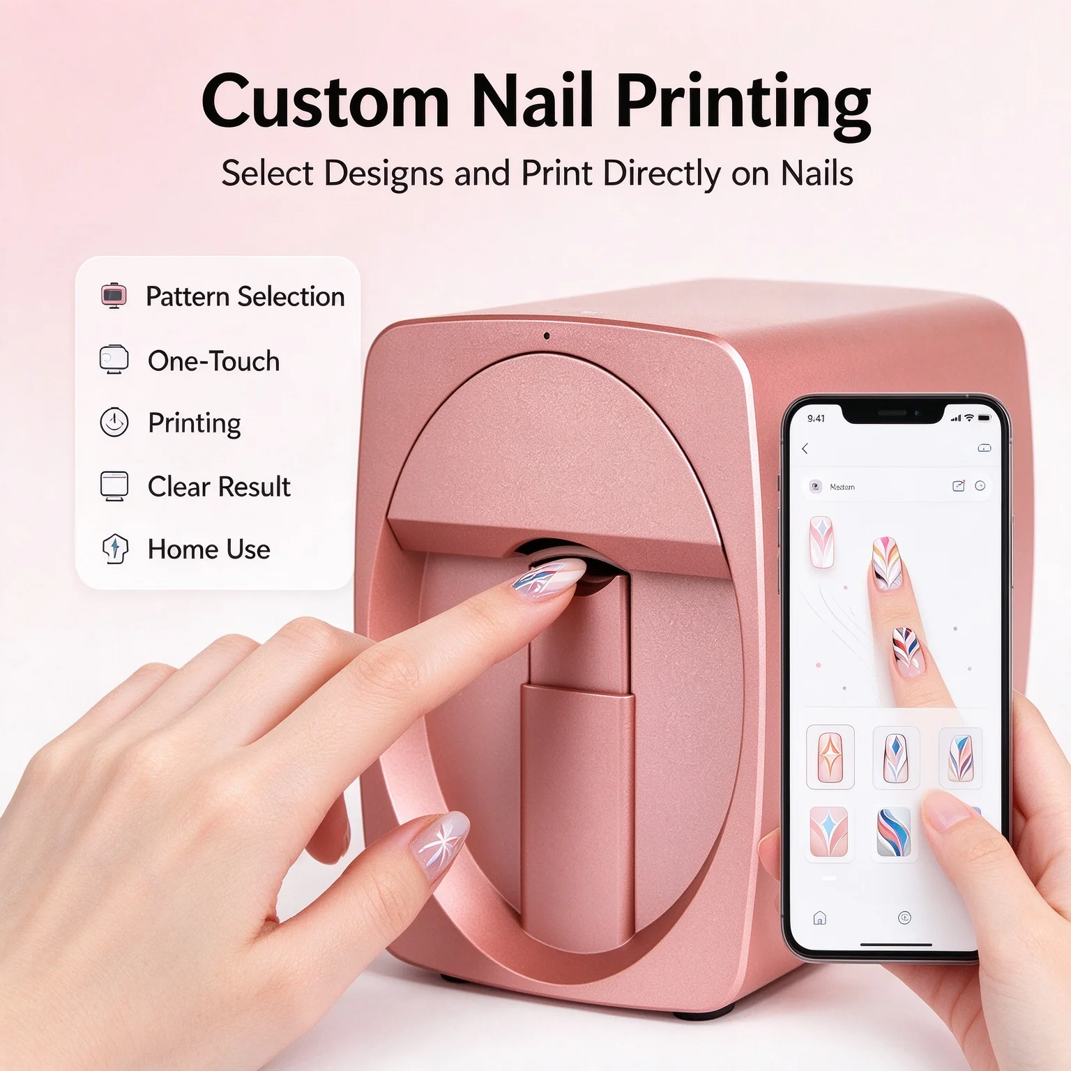English: Nail Art Printing Machine, Portable UV Nail Printer for DIY Custom Pattern, Automatic Nail Painting Device for Nails &