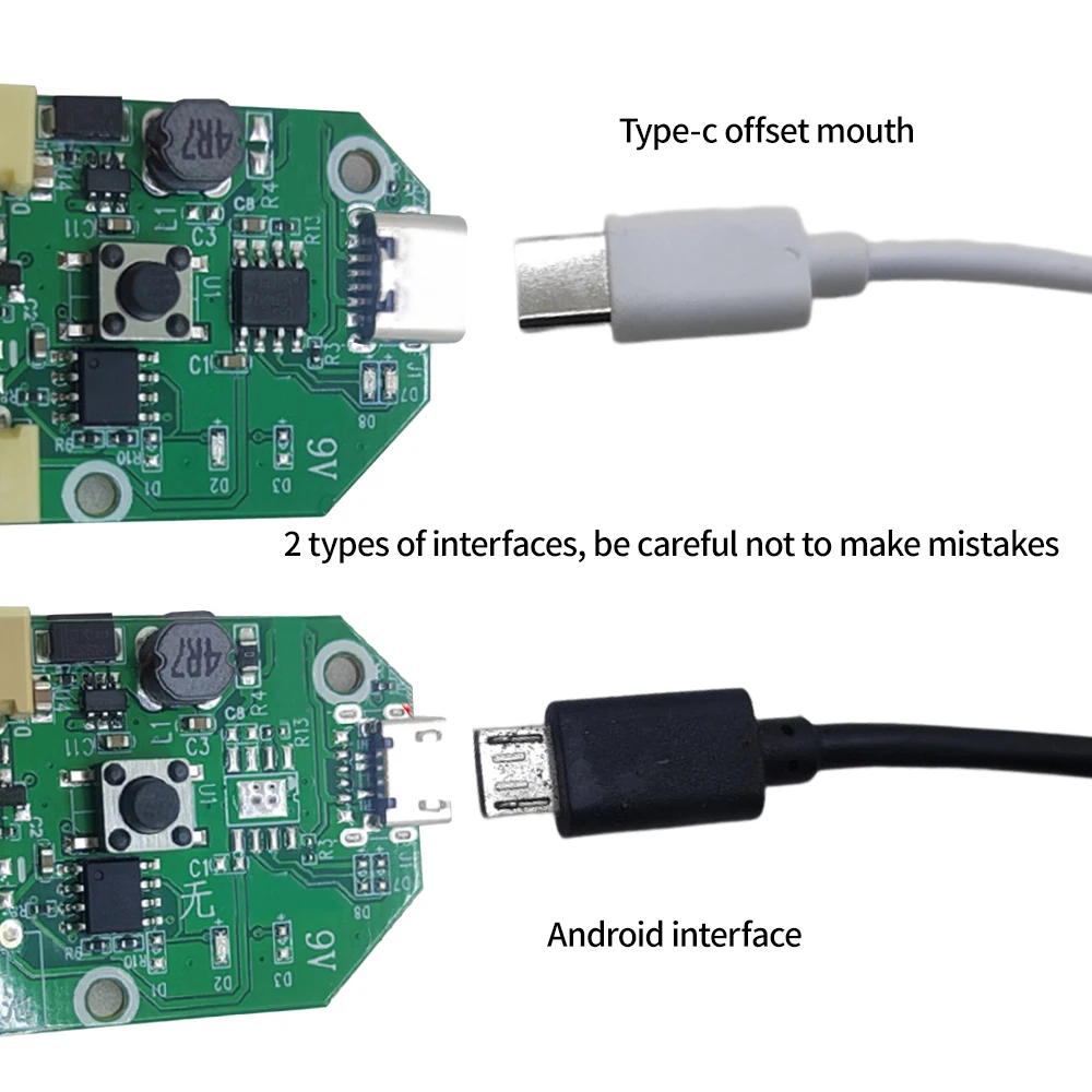 Micro/Type-C USB Rechargeable Small Fan Control Board Brushless Motor 3 Gears Adjustable 5V to 5V 7V 9V