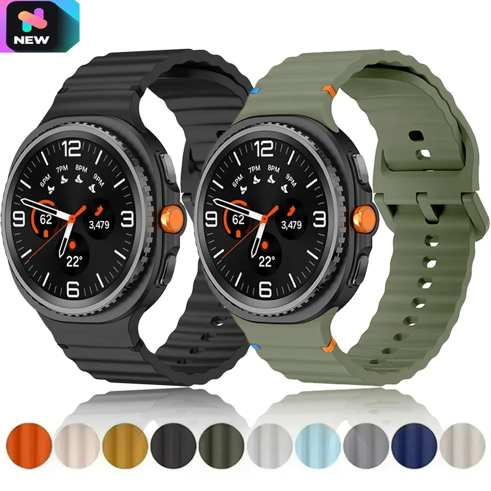 Wavy Silicone Strap for Samsung Galaxy Watch 8 40mm 44mm Sport Replacement Wristband Correa for Galaxy Watch 8 Classic 46mm Band