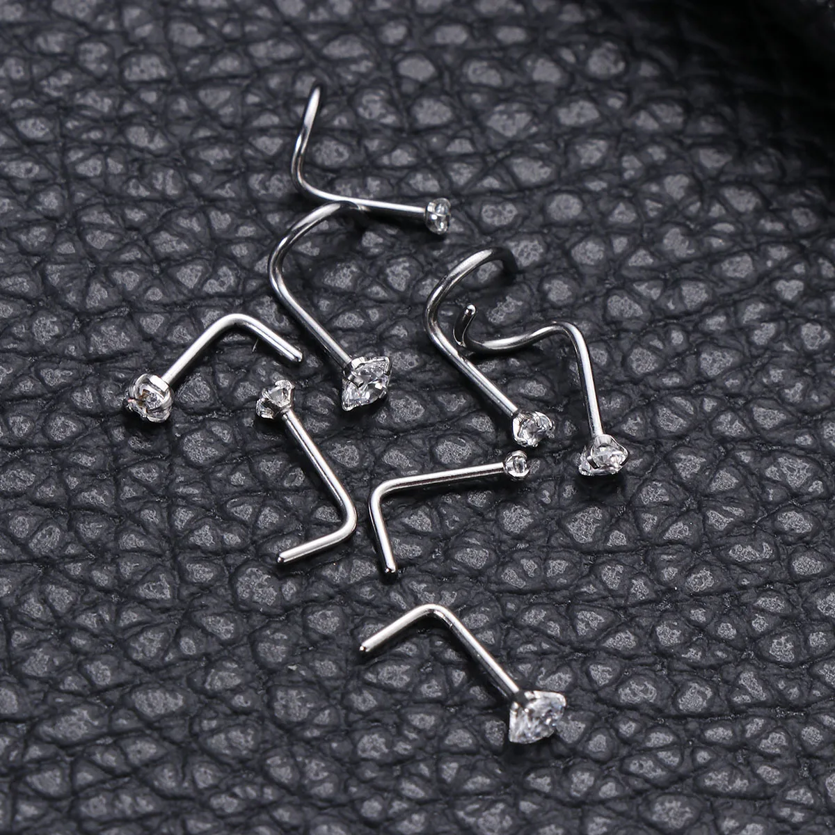 

8pcs Stainless Steel Rhinestone Decorated Nose Nose Bone Screw Nose Gems