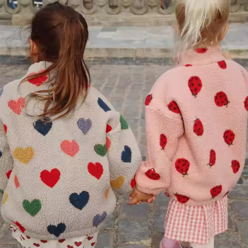 2026 KS Brand Winter Baby Girls Boys Lambswool Cherry Jackets Kids Clothes Boys Sequin Cartoon Outerwear Children's Coats 1-9Yrs - Image 2