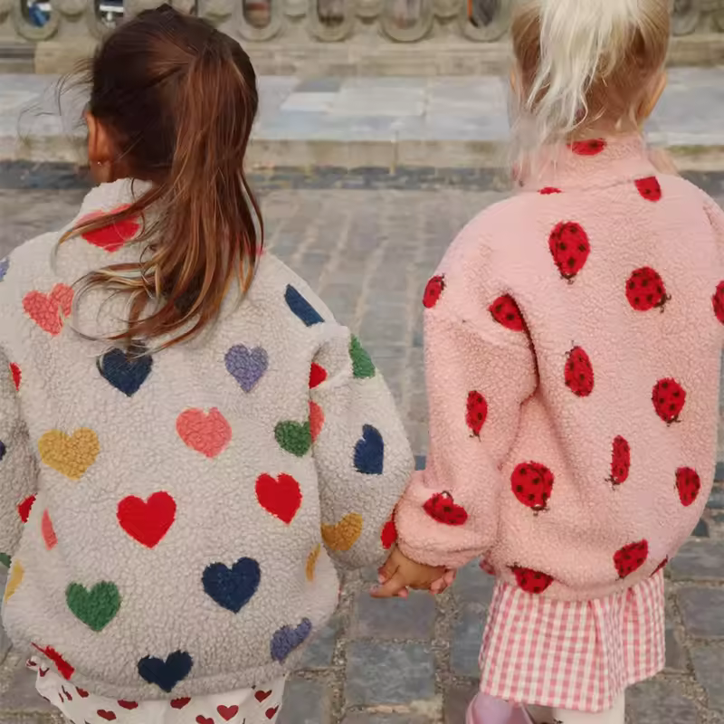 2026 KS Brand Winter Baby Girls Boys Lambswool Cherry Jackets Kids Clothes Boys Sequin Cartoon Outerwear Children's Coats 1-9Yrs - Image 2