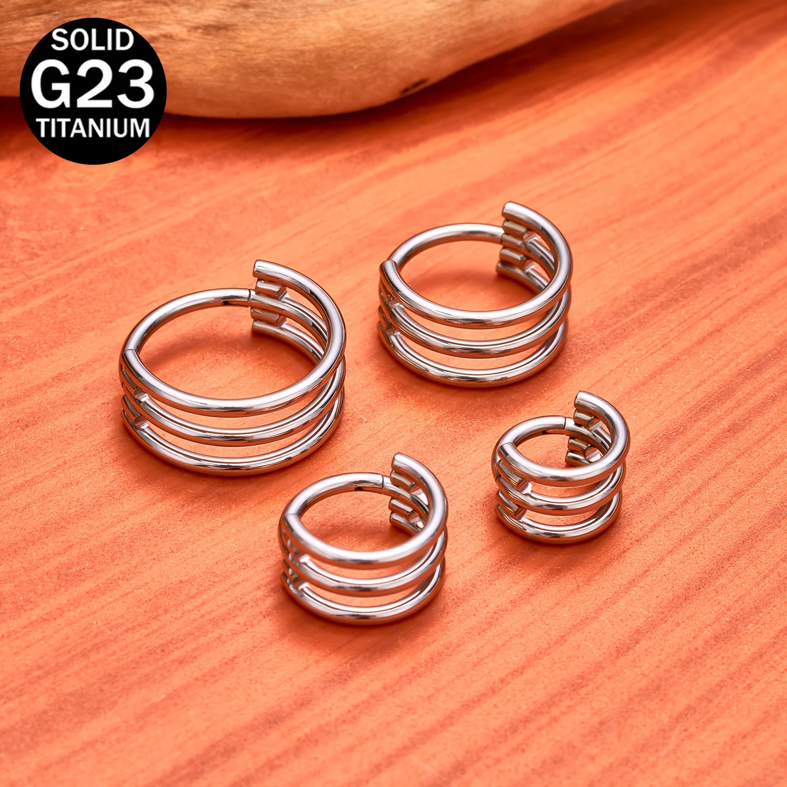 Titanium Seamless Ring Three/Double Ring Multi-Style Suitable for Nose Ring Ear Bone Ring Piercing Jewelry Men and Women Punk