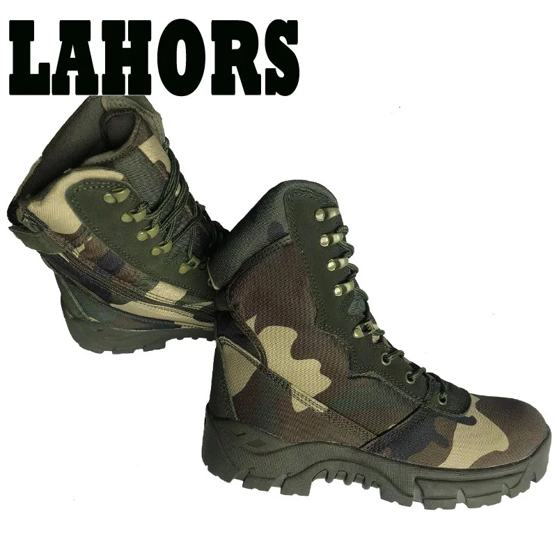 LAHORS Outdoor Training Men Tactical Boots High-Top Desert Shoes Camouflage Combat Hunting Climbing Hiking Shoes