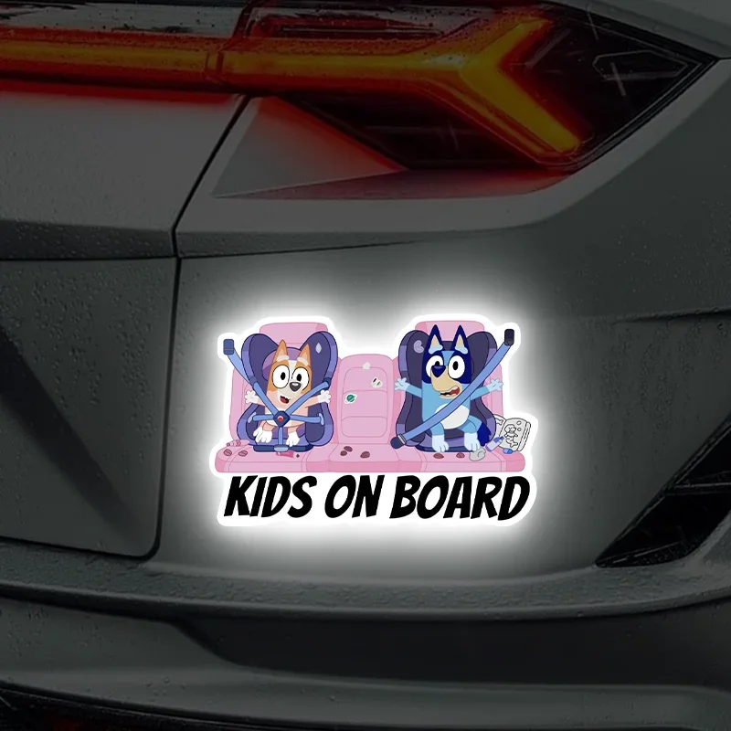 KIDS ON BOARD Car Reflective Stickers Individuality Cartoon Body Scratches Shield Safety Warning Decal Decorative