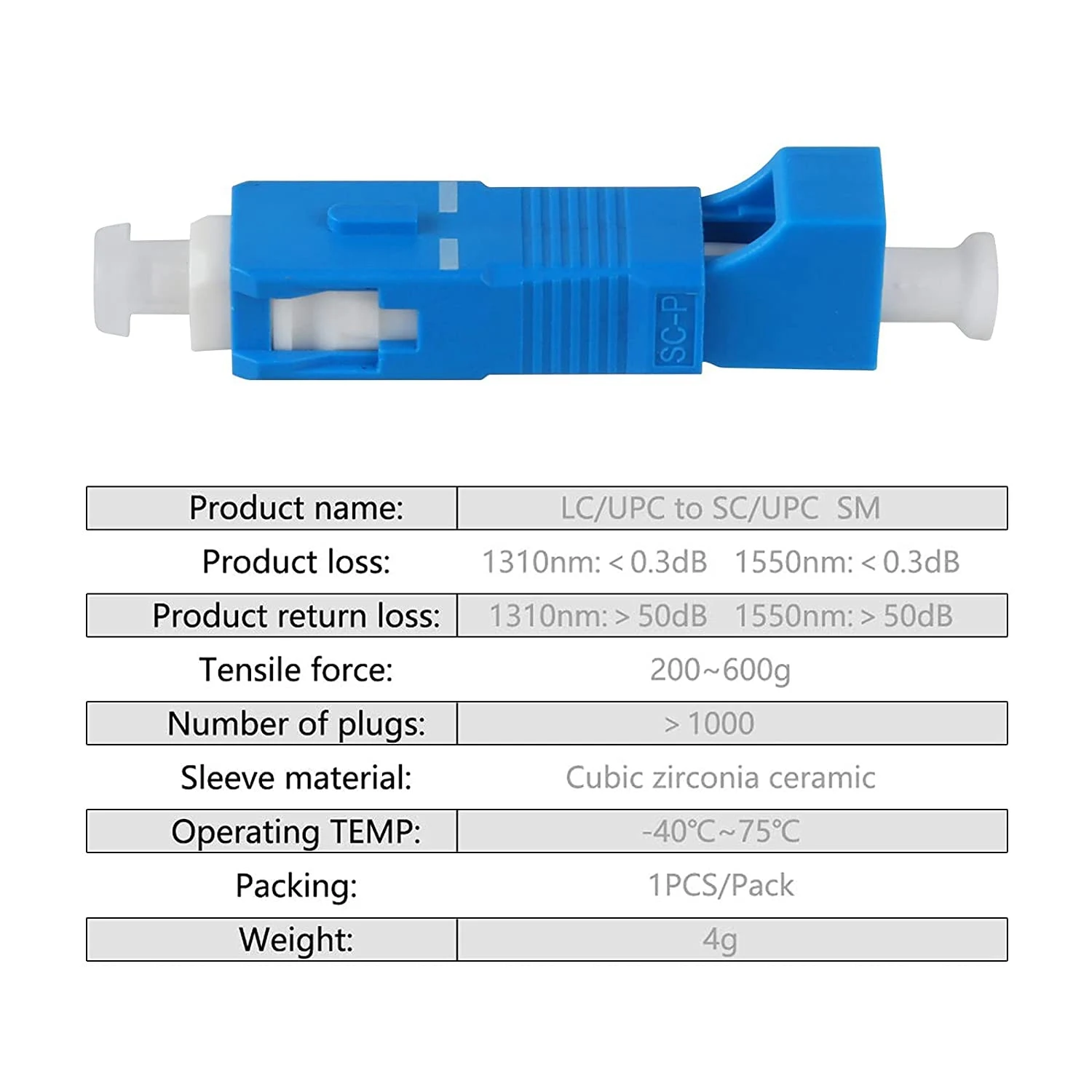 

4 Pack Single Mode 9/125Um SC/UPC Male to LC/UPC Female Hybrid Optical Fiber Adapter Connector for Optical Power Meter