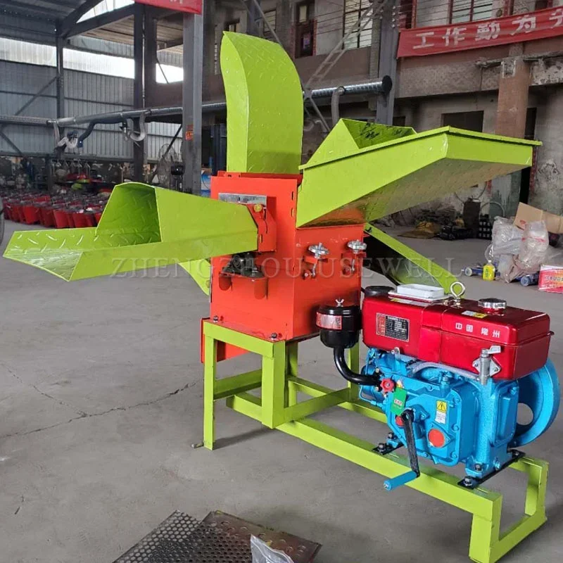 2hp dry Hay chaff cutter forage crop green Grass Cutting shredder diesel-powered straw chaff cutter crusher machine for cow