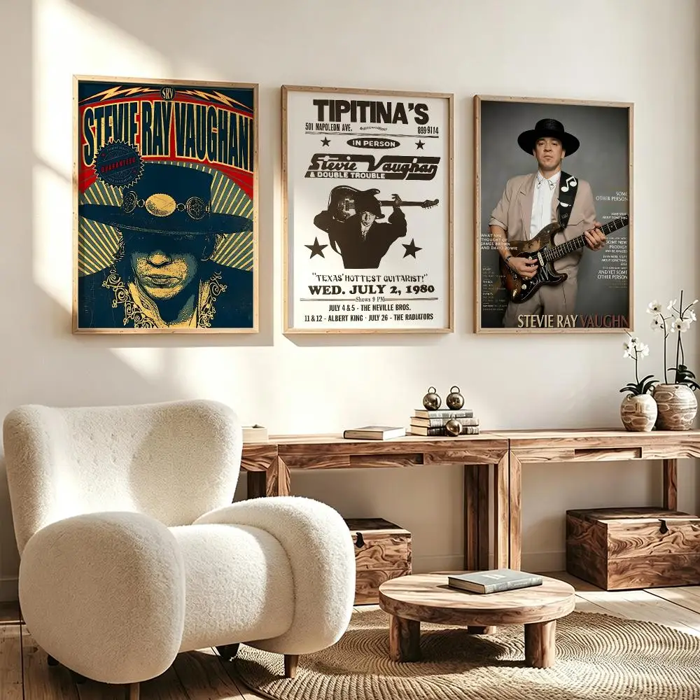 band Stevie Ray Vaughan Poster Poster HD Waterproof Self Adhesive Wall Art Print Decor for Bedroom Living Room Gift