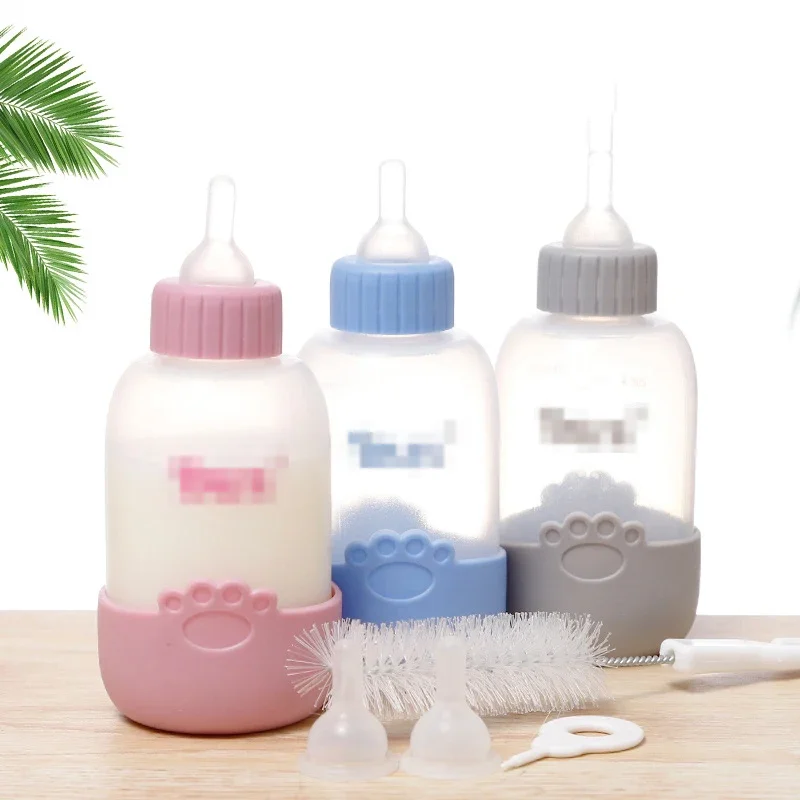 Hot Sale 100ML Puppy Kitten Feeding Granny Bottle Set Cat Baby Feeder Tool Pet Milk Bottle with Cleaning Brush Newborn Cat Dog