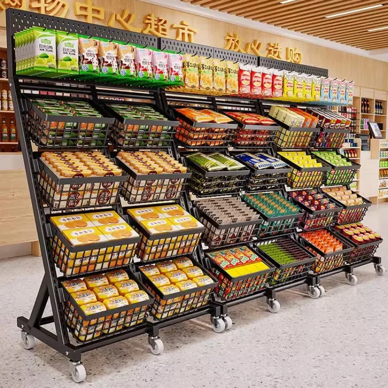 

Supermarket Shelves Display Racks Convenience Stores Snack Carts Mobile Multi-layer Trolley Cart Salon Furniture Rolling