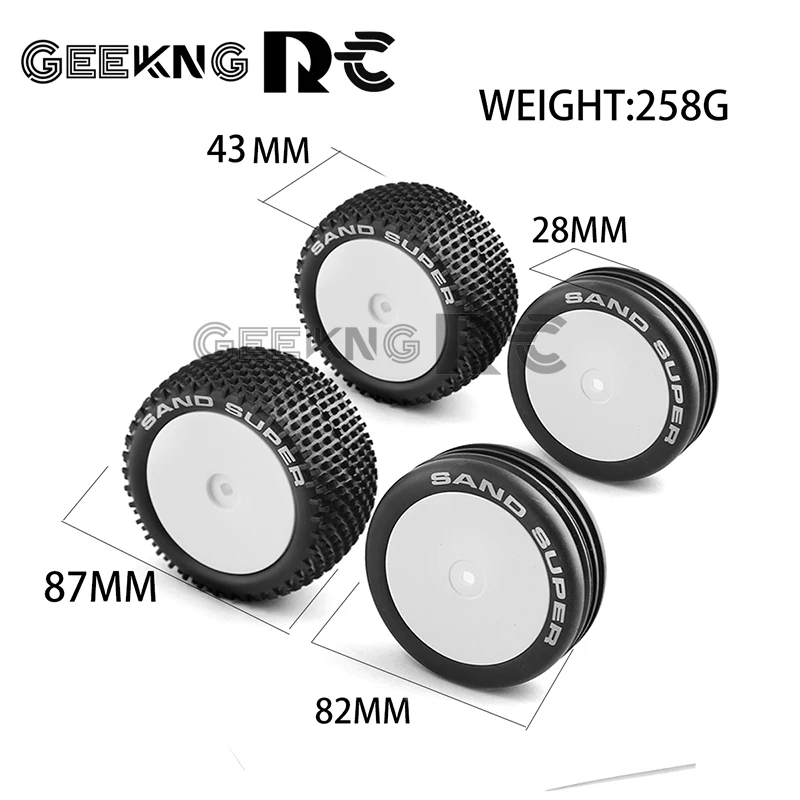 82&87mm 1/10 2WD RC Off-Road Buggy Car Rubber Tire Wheel dla XRAY XB2 Serpent SRX2 SRX4 Traxxas Bandit Tekno EB410 Tamiya DT02