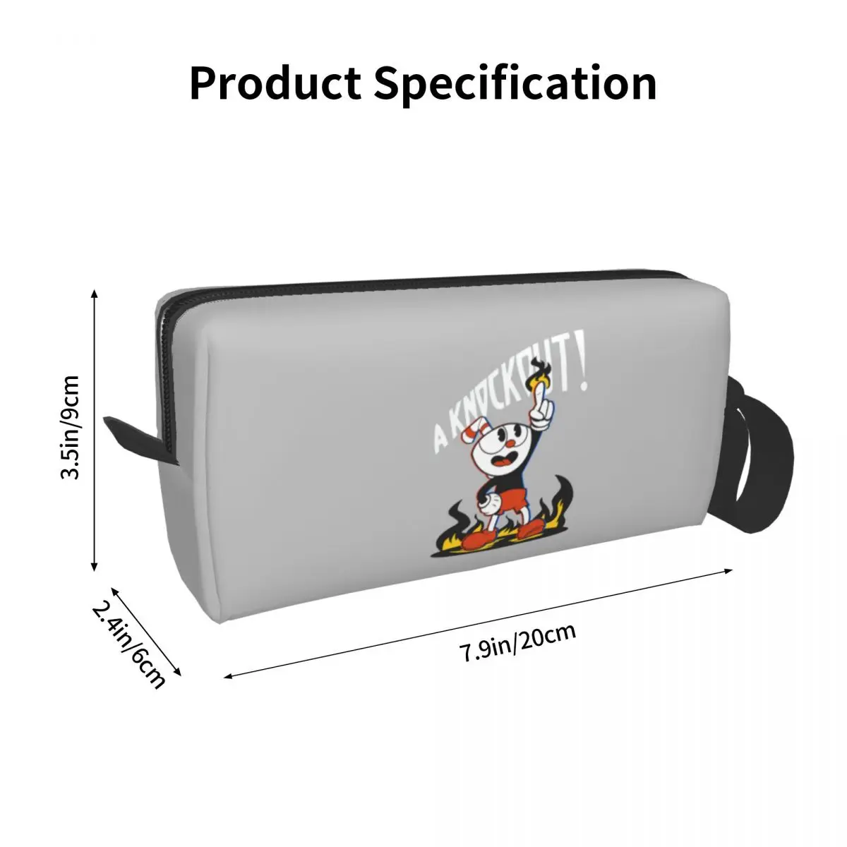 It's A Knockout Cuphead bolsa de maquillaje bolsa de cosméticos grande hombres mujeres juego Mugman Cup Mouse Cartoon Animation Gamer Toiletry Bag