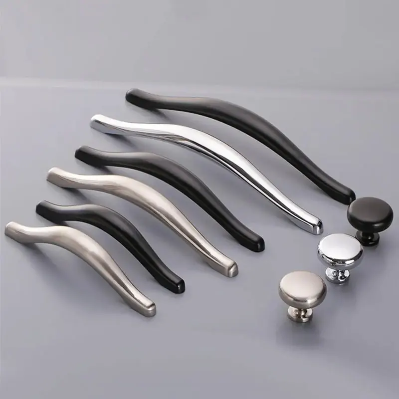Modern Simple Black Cabinet Handle Zinc Alloy Furniture Hardware Brushed Nickel Chrome Wardrobe Pulls Cupbpoard Door Knobs