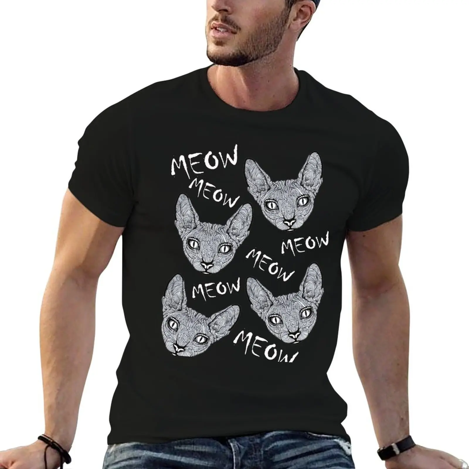 

Sphynx Cat Print T-Shirt graphic t shirts for man anime t shirts oversize cotton t shirts high quality T-shirt