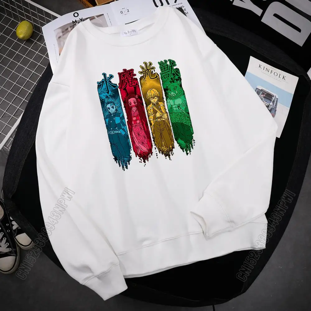 

Japanese Anime Demon Slayer Print Man Casual Autumn Sweatshirt Warm High Quality Street Pullover Top