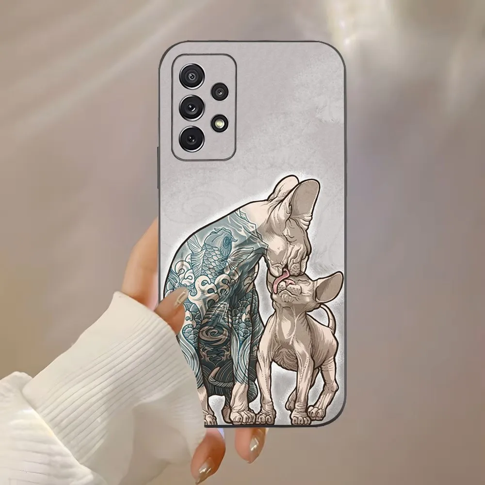 Sphynx Sphinx Cat Phone Case For Samsung Galaxy A91,A80,A73,A72 ,A71,A53A52,A32 ,A31A22,A21s,A20,Black Cover