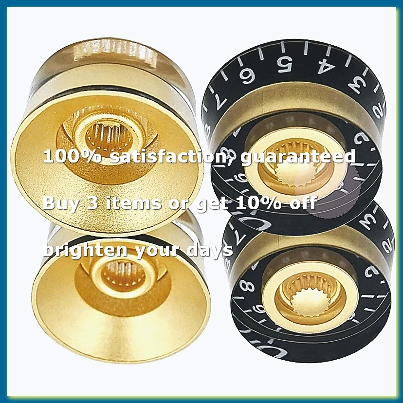 ●4Pcs Volume Tone Speed Control Knobs for LP Style Electric Guitar Parts, Transparent Golden