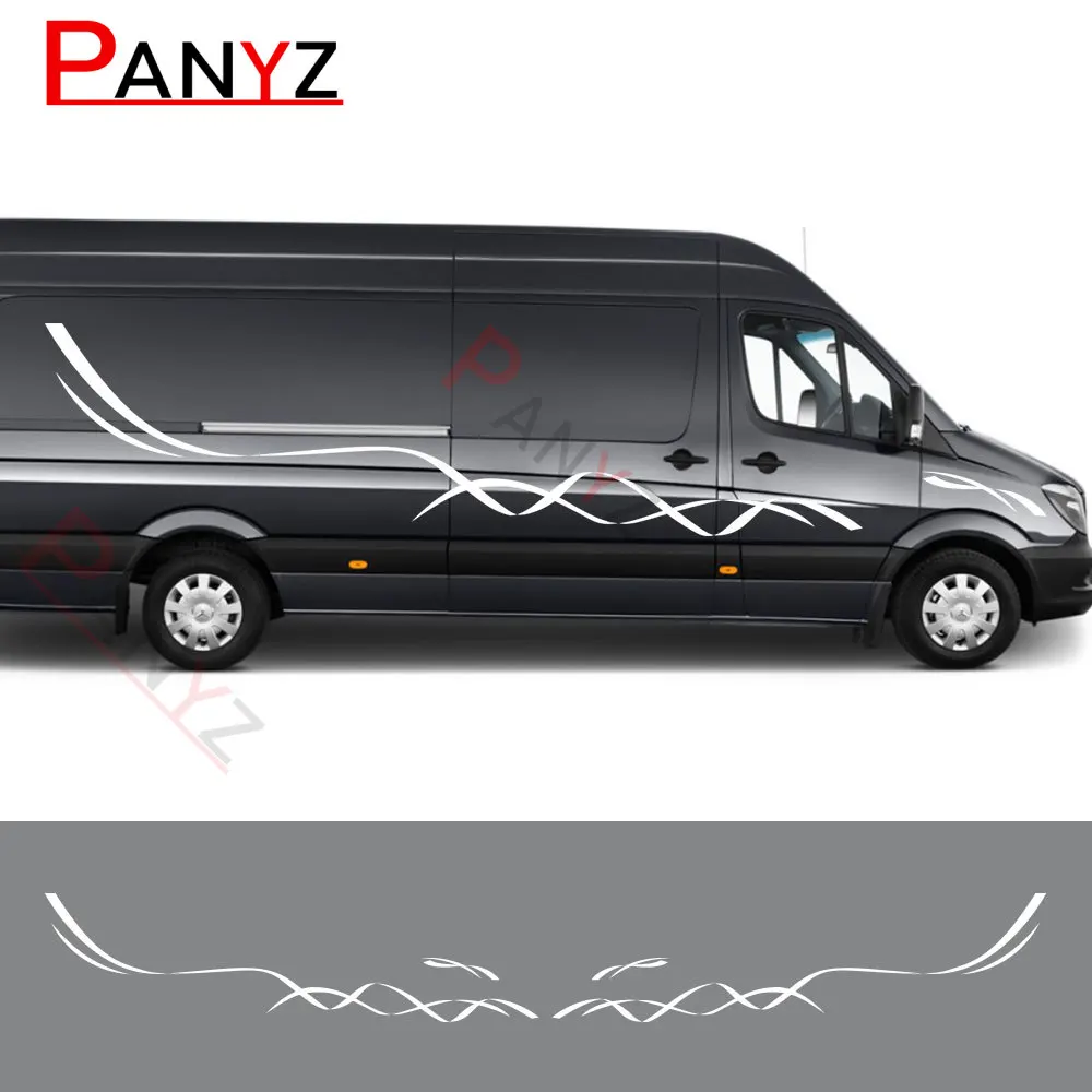 SWB Car Both Side Stickers Camper Van Sports Stripes Graphics Vinyl Decals For Mercedes Benz Sprinter Decor Accessories