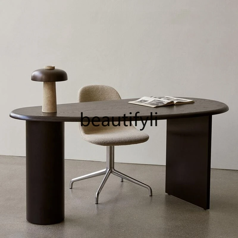 

Nordic simple solid wood writing table B & B writing black Italian desk