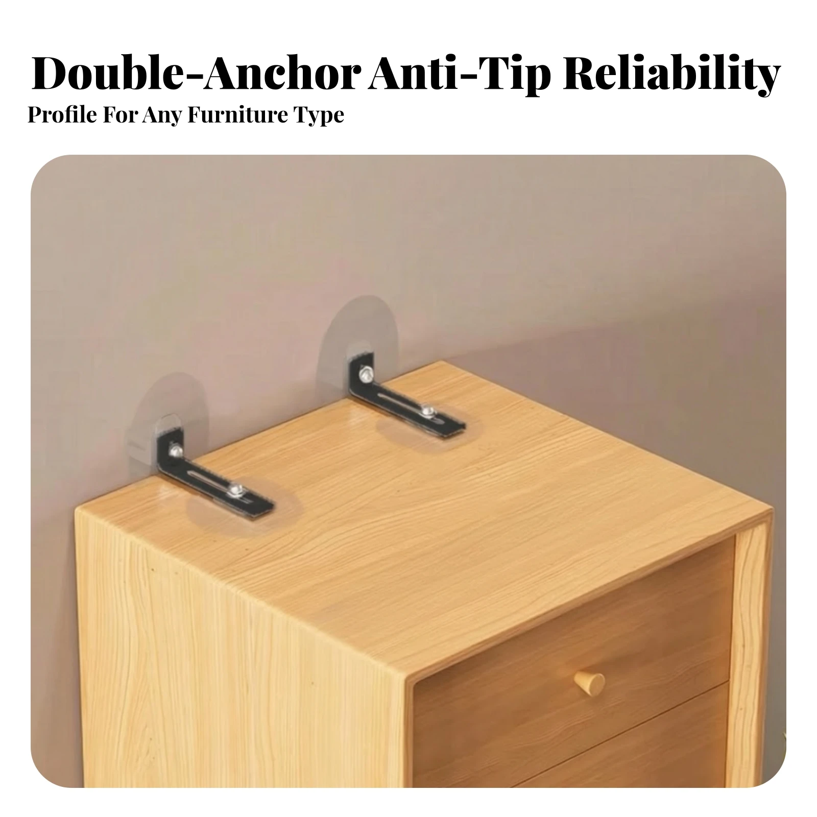 2 Pieces Furniture Anti-Tip Bracket with Metal Arm Adjustable Anti-Tip Furniture Anchor No-Drill Wall Anchor Heavy-Duty