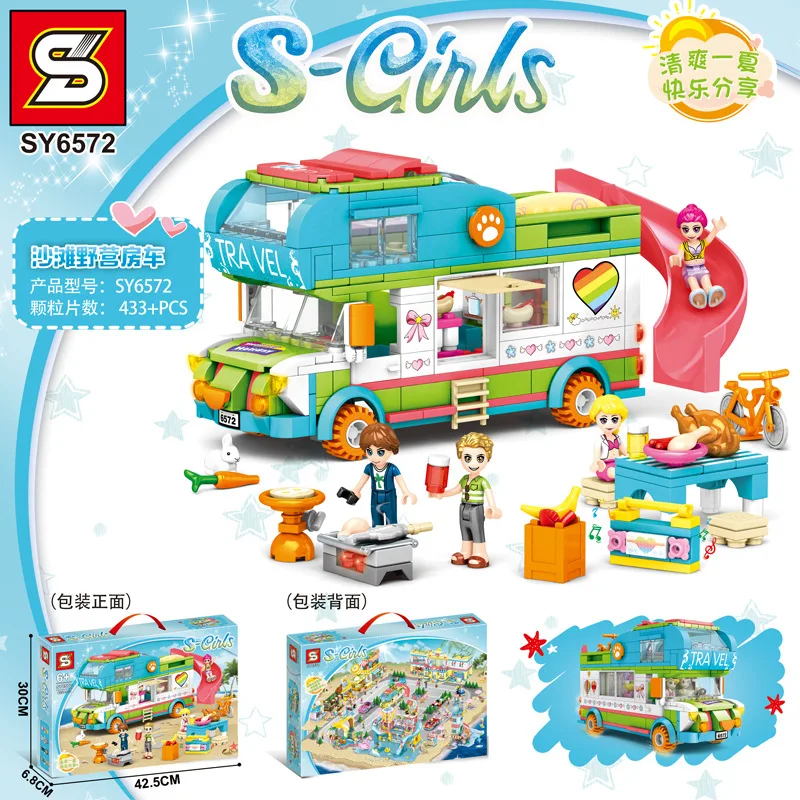 

433 шт. пляжный кемпер (S-Girls) SY6572 строительный блок серии для девочек для детей игрушечные кирпичи для детей