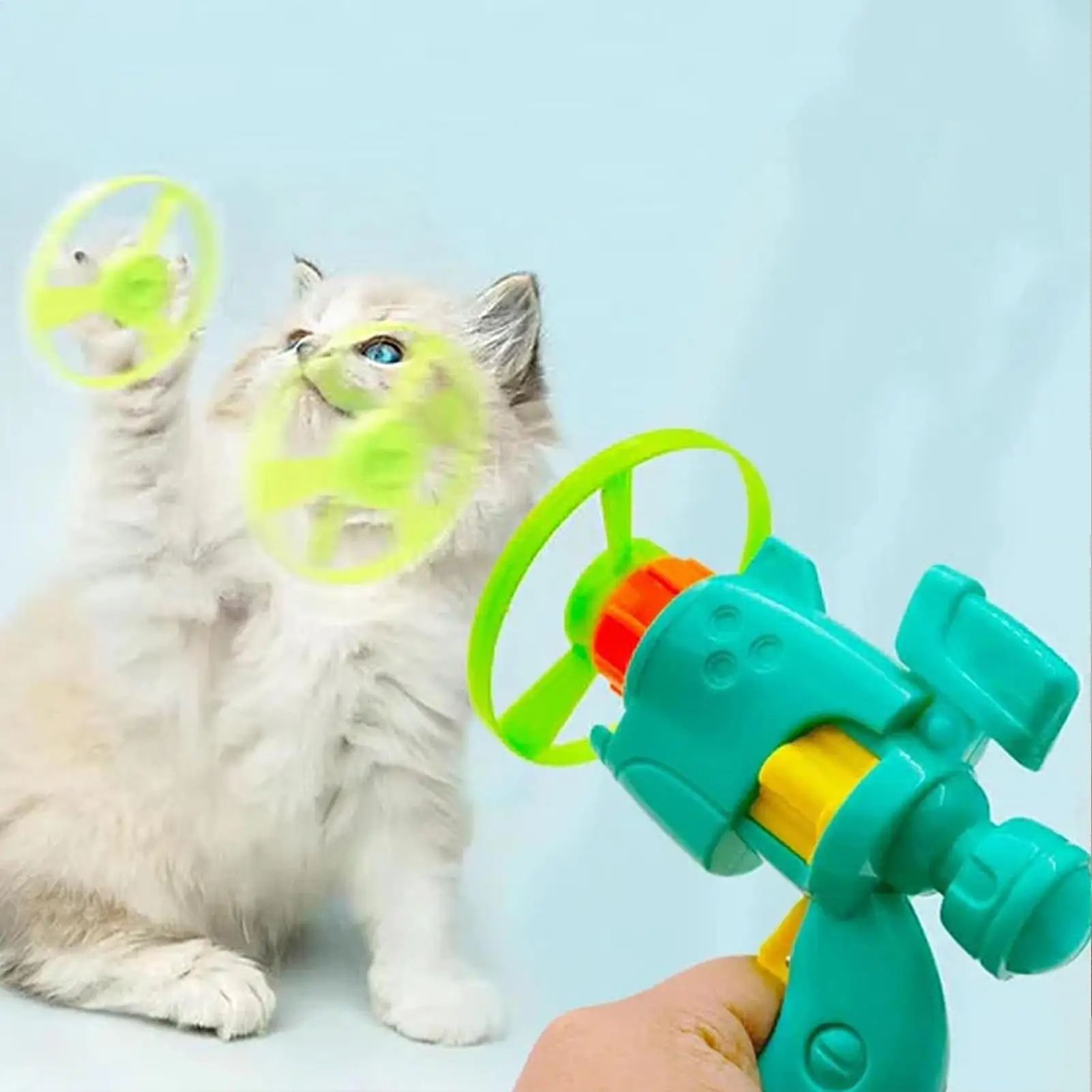 面白い猫のおもちゃ、インタラクティブな発射ペットトレーニングおもちゃ、子猫用ミニフライングディスクシューティングガン、追跡ゲーム、猫のおもちゃ、ペット用品
