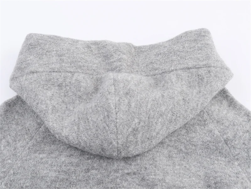 سترة نسائية 2025 خريف نمط جديد رمادي طويل الأكمام محبوك هوديي مع القوس الديكور موضة عادية متعددة الاستخدامات